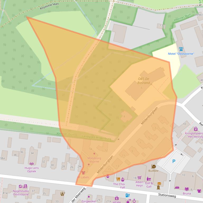 Kaart van postcodegebied 3233AS.