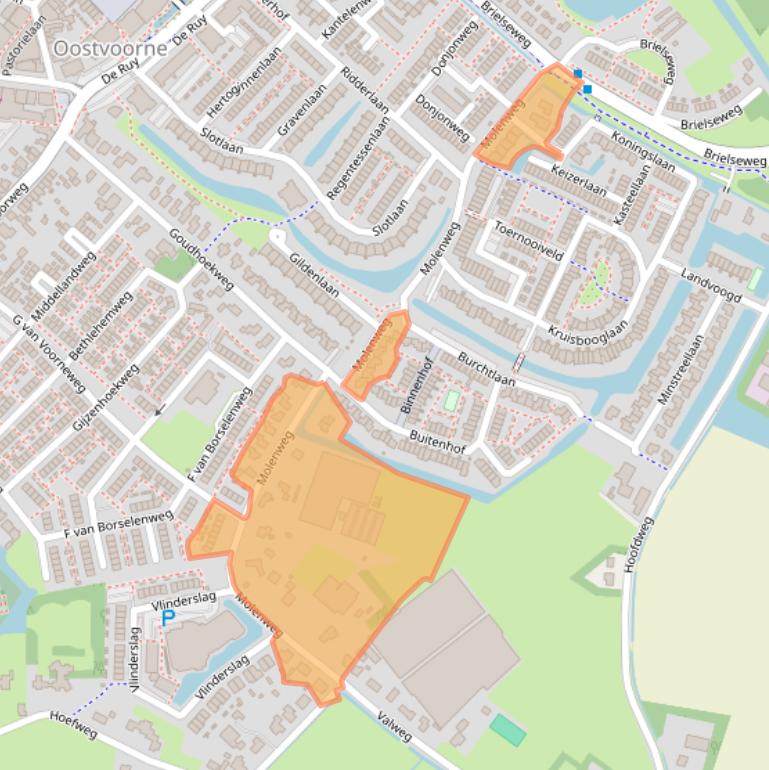 Kaart van postcodegebied 3233AT.
