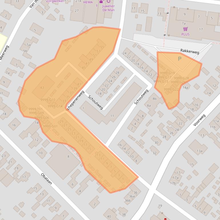 Kaart van postcodegebied 3233CK.