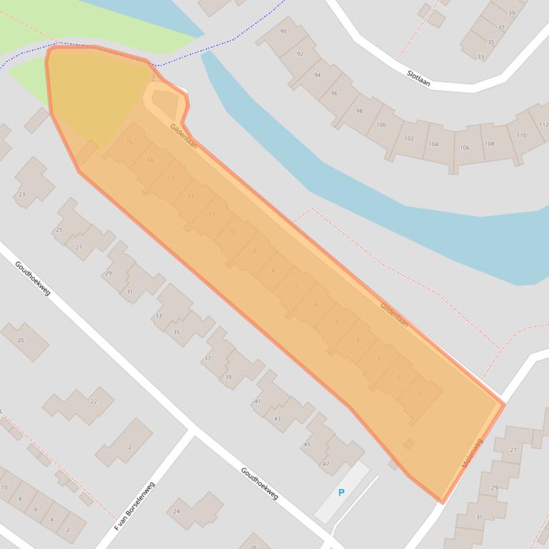 Kaart van postcodegebied 3233DA.