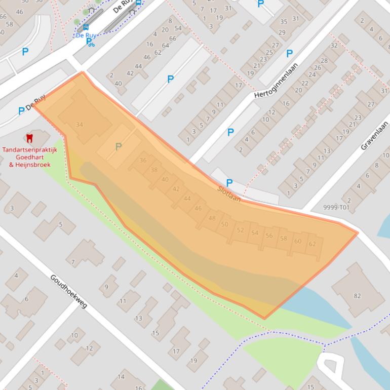 Kaart van postcodegebied 3233DD.