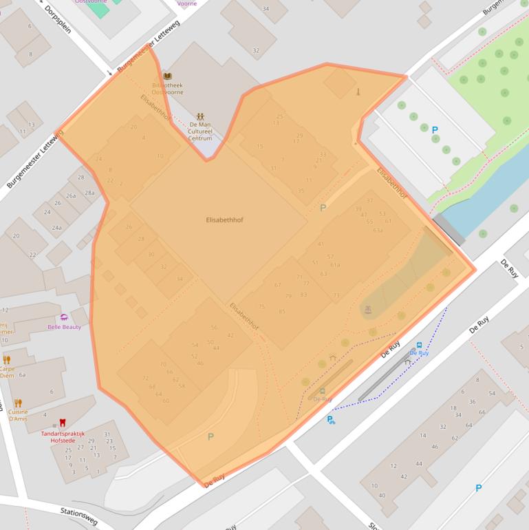 Kaart van postcodegebied 3233GZ.