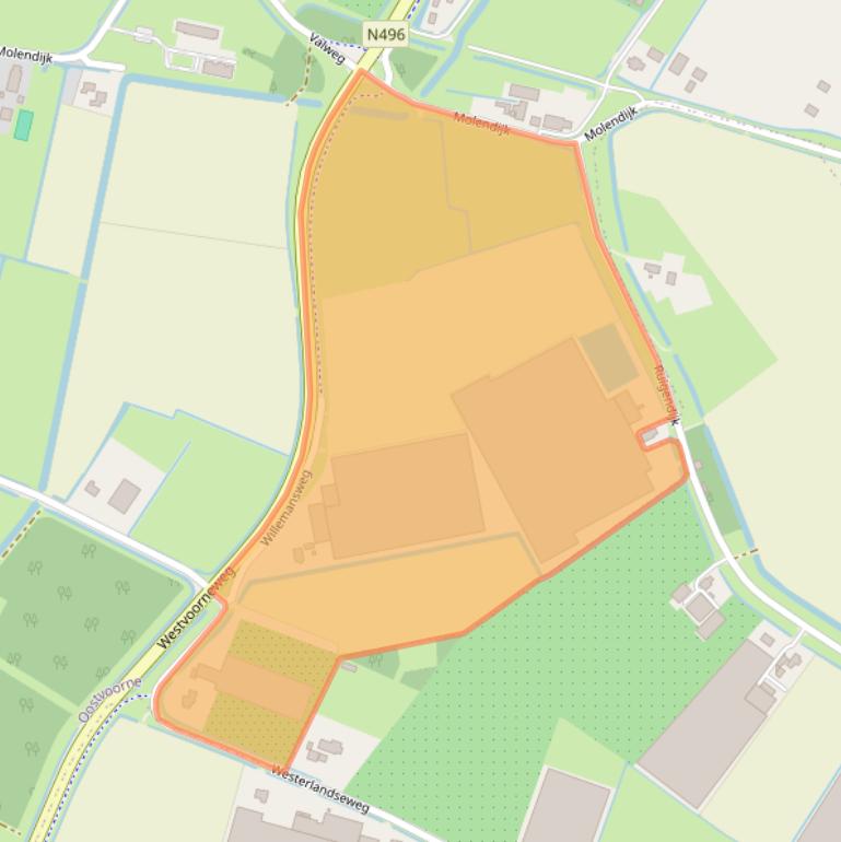 Kaart van postcodegebied 3233KG.
