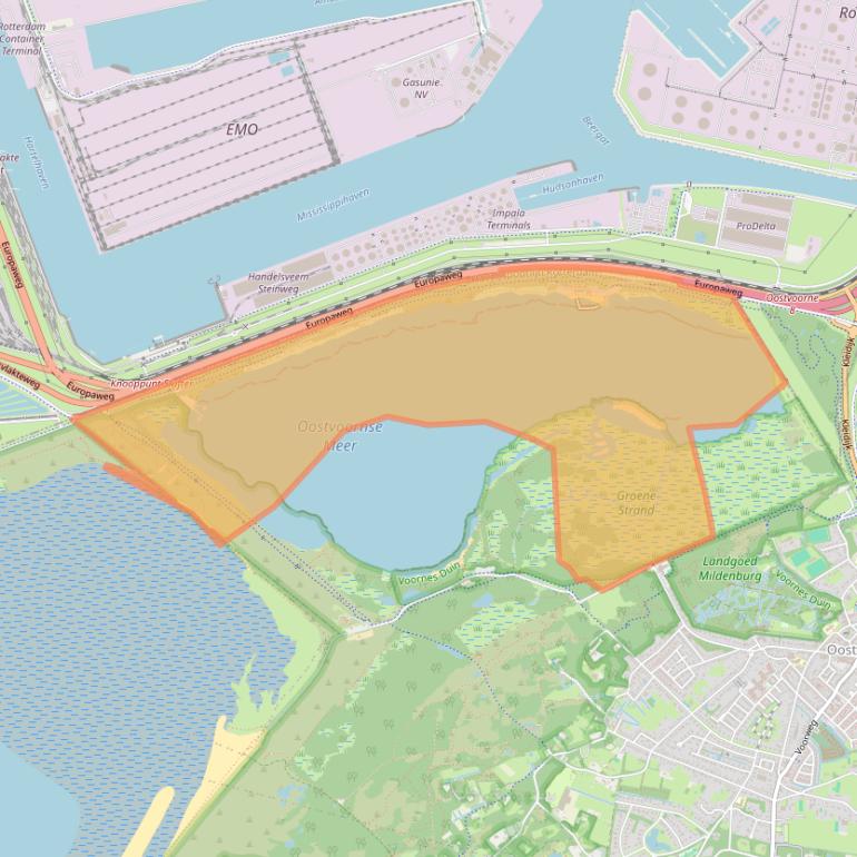 Kaart van postcodegebied 3233NC.