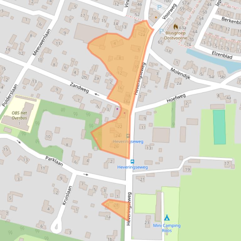 Kaart van postcodegebied 3233SC.