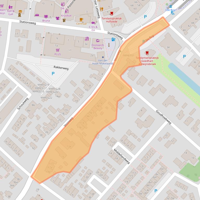 Kaart van postcodegebied 3233SH.