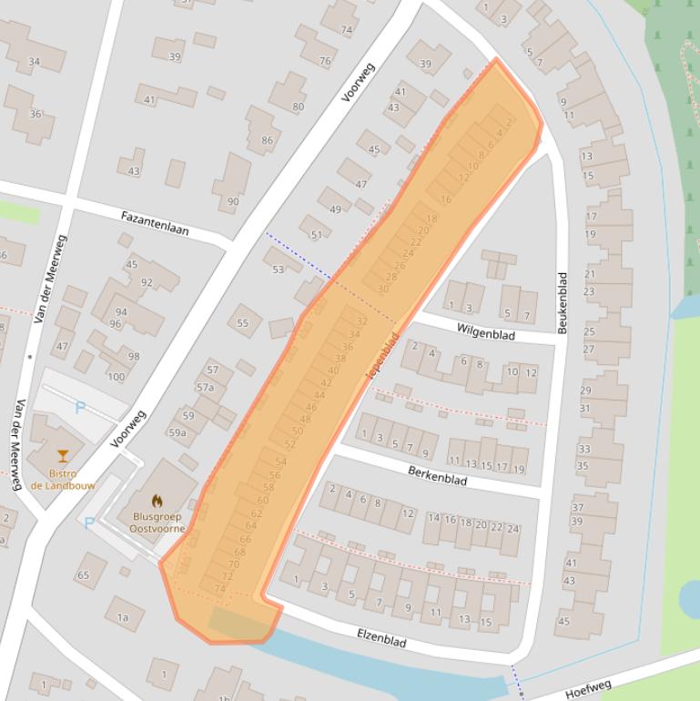 Kaart van postcodegebied 3233SM.