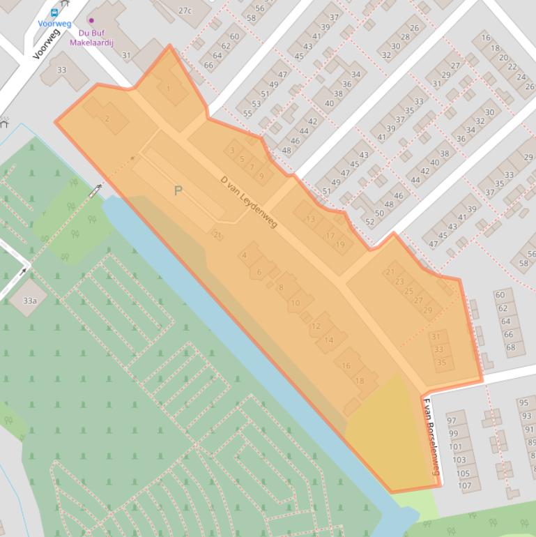 Kaart van postcodegebied 3233TE.