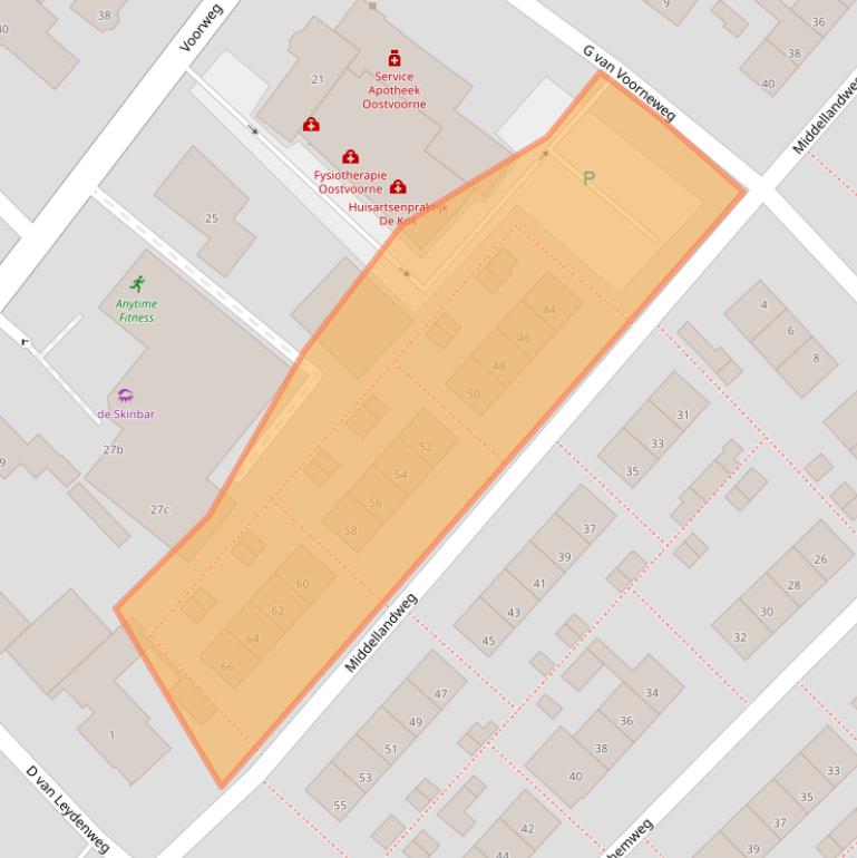 Kaart van postcodegebied 3233TT.