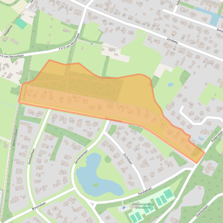 Kaart van postcodegebied 3233VK.