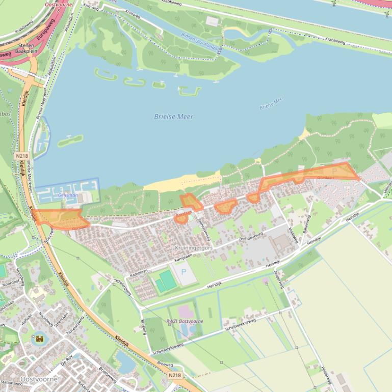 Kaart van postcodegebied 3233XB.