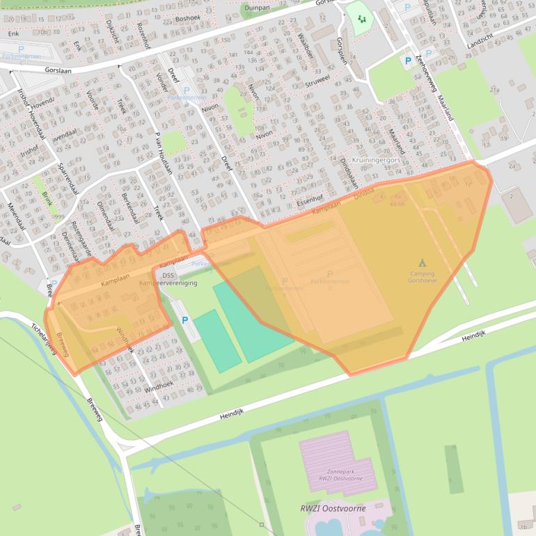 Kaart van postcodegebied 3233XD.