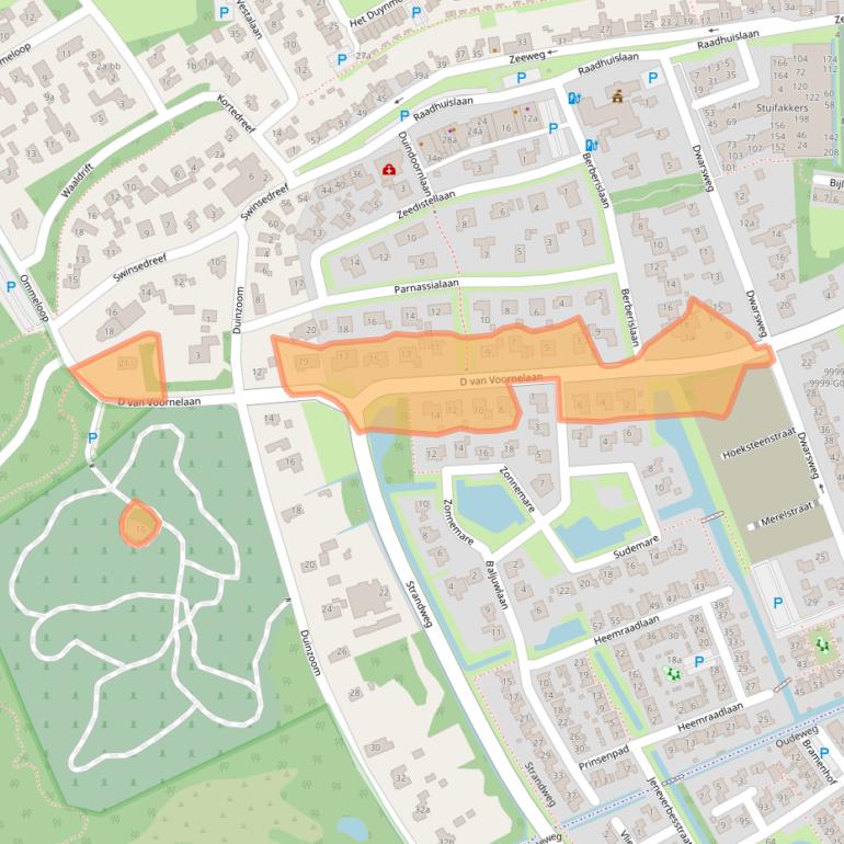 Kaart van postcodegebied 3235AC.