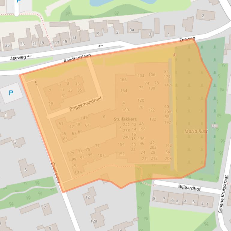 Kaart van postcodegebied 3235DZ.