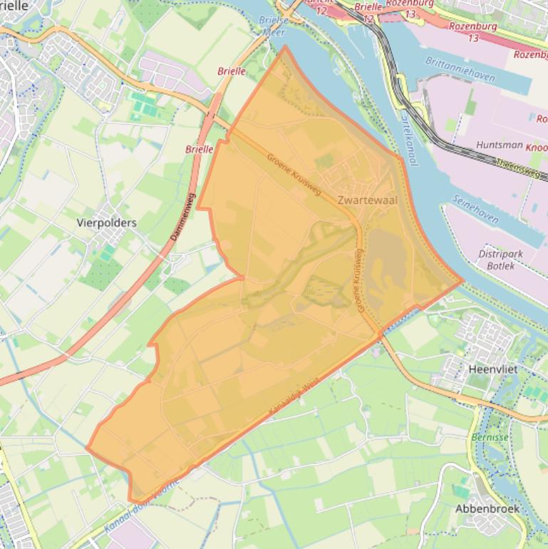 Kaart van postcodegebied 3238.