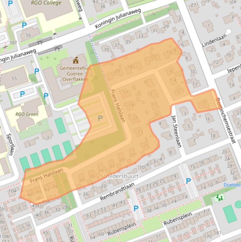 Kaart van postcodegebied 3241AB.