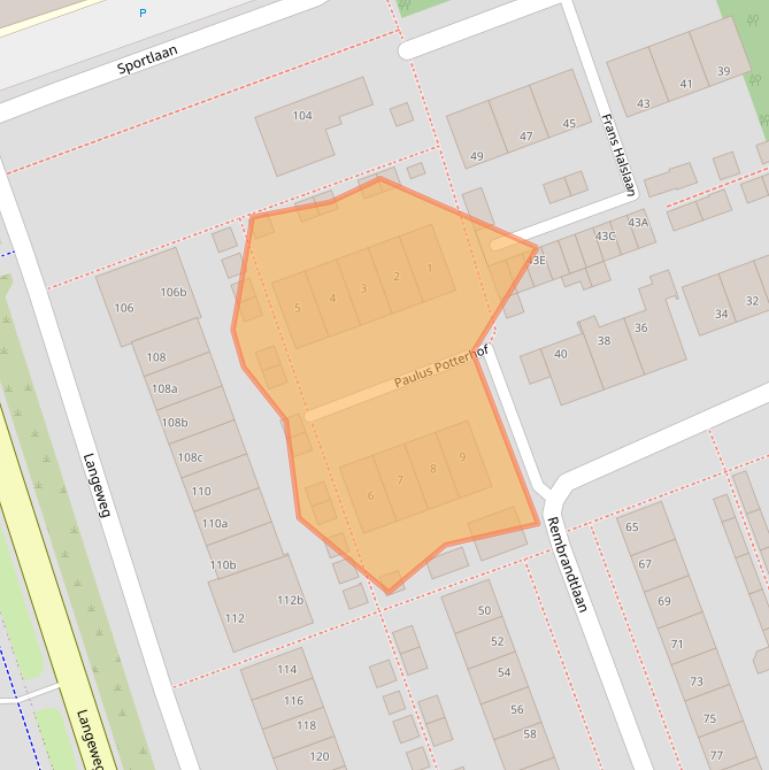 Kaart van postcodegebied 3241AR.