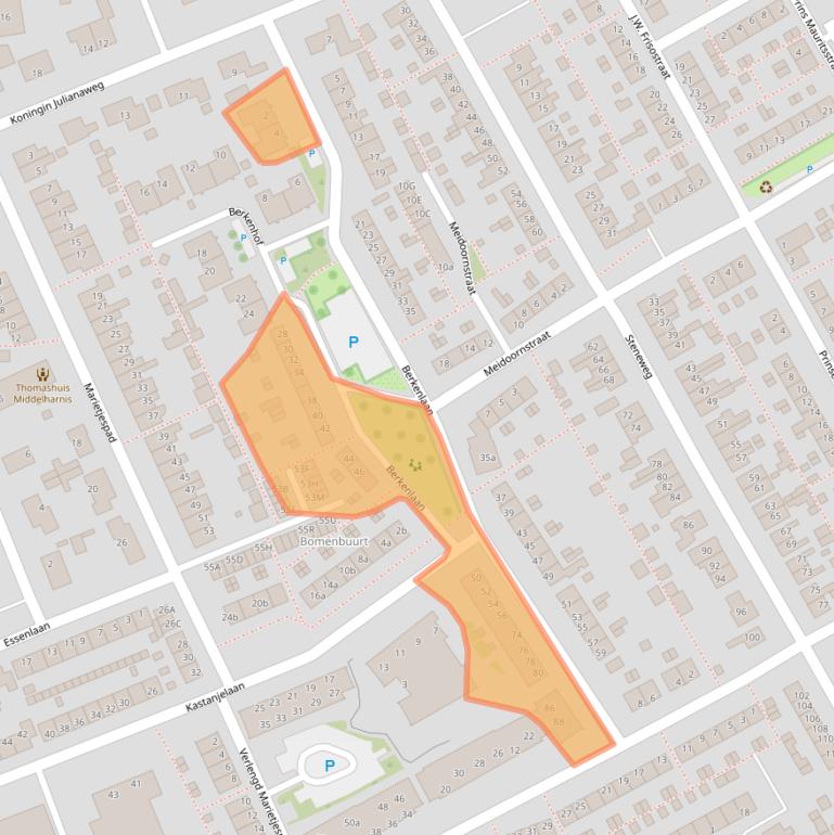Kaart van postcodegebied 3241BC.