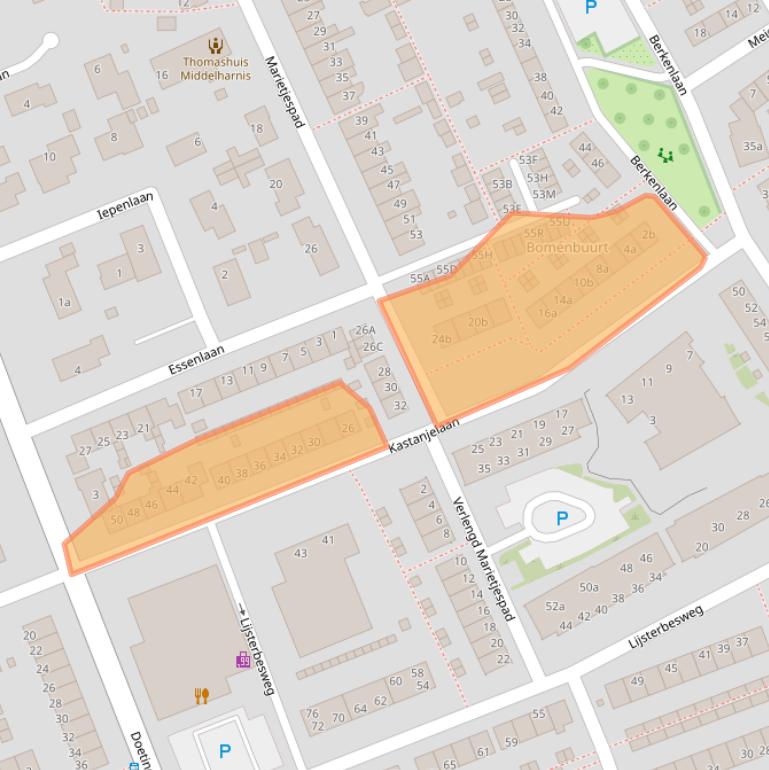 Kaart van postcodegebied 3241BJ.