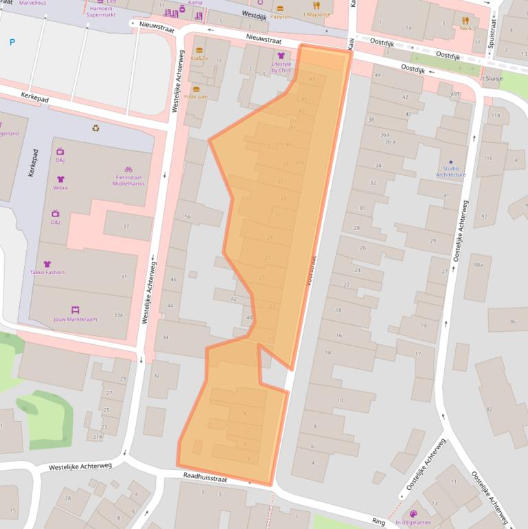 Kaart van postcodegebied 3241EE.