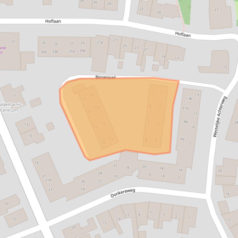 Kaart van postcodegebied 3241EK.