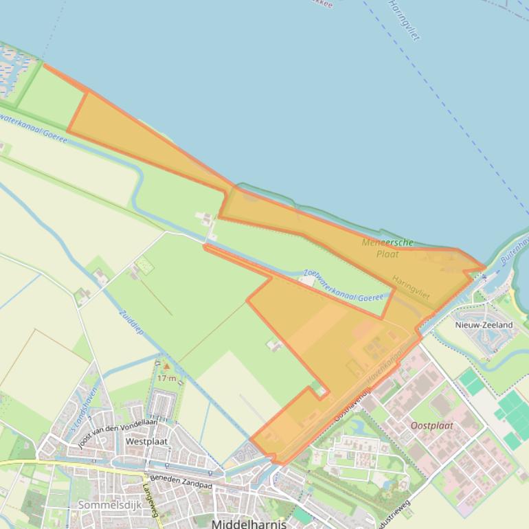 Kaart van postcodegebied 3241LP.