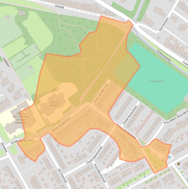 Kaart van postcodegebied 3241VJ.