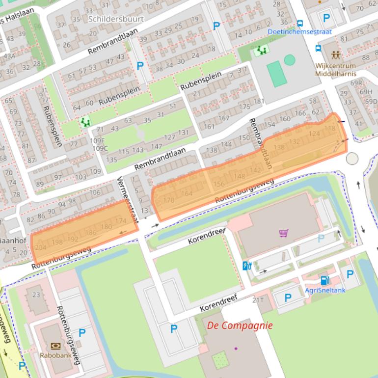 Kaart van postcodegebied 3241XE.