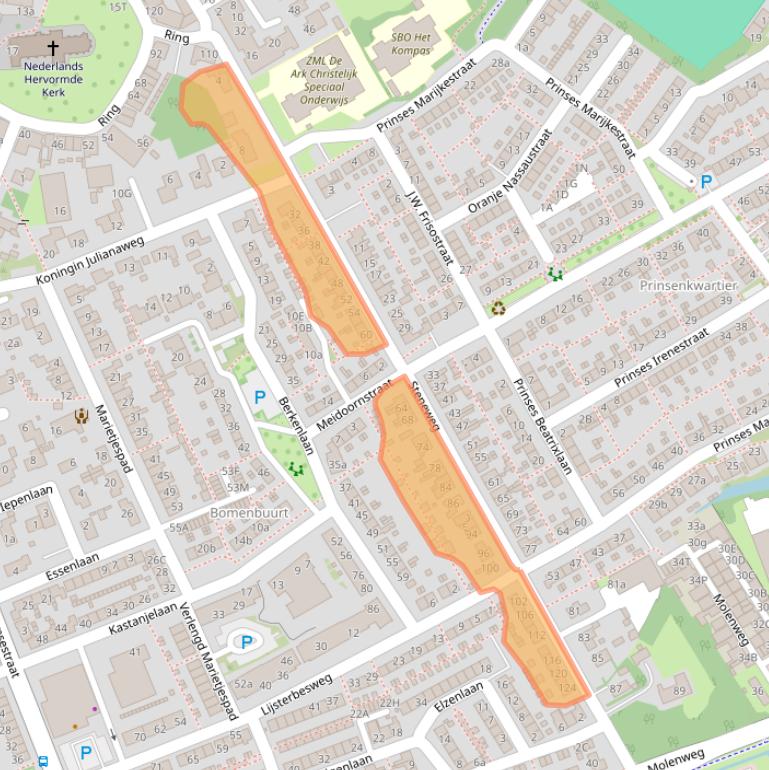 Kaart van postcodegebied 3241XH.
