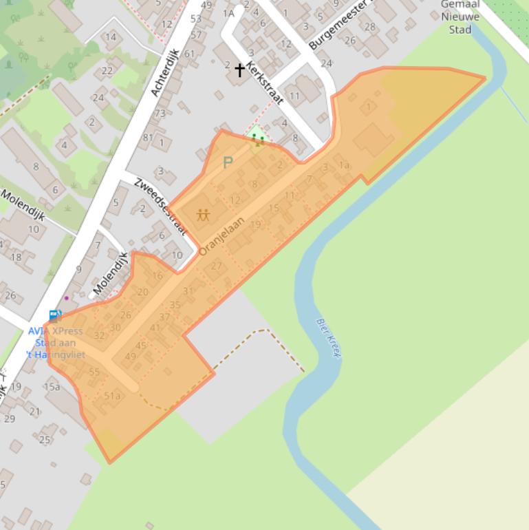 Kaart van postcodegebied 3243AP.