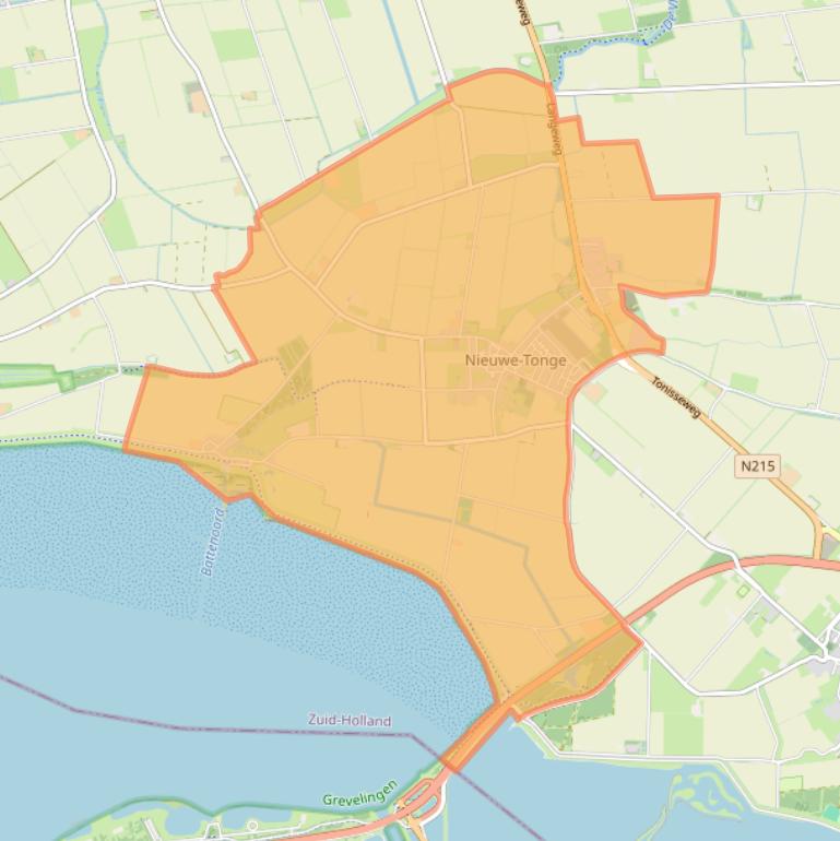 Kaart van postcodegebied 3244.