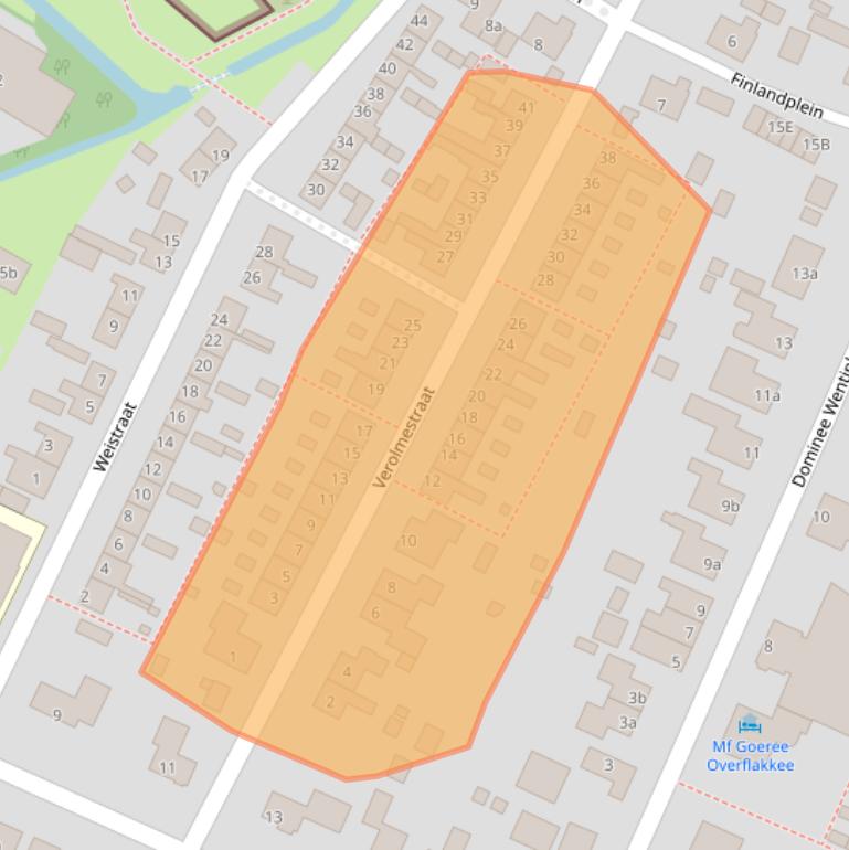 Kaart van postcodegebied 3244AT.