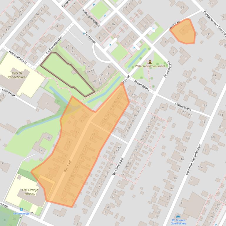 Kaart van postcodegebied 3244AW.