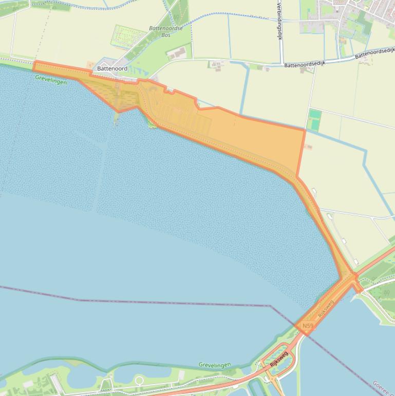 Kaart van postcodegebied 3244LT.