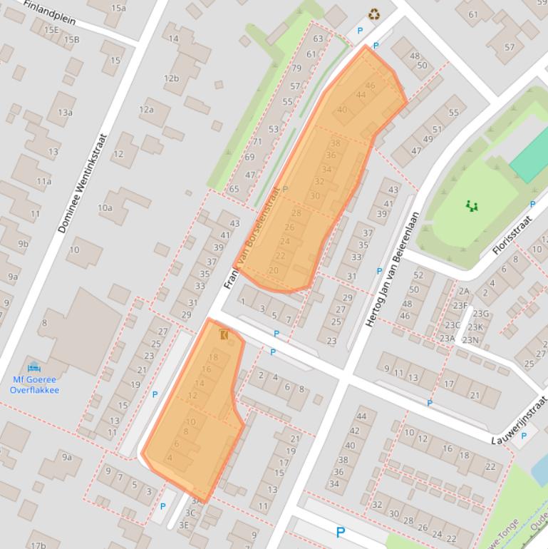 Kaart van postcodegebied 3244XE.