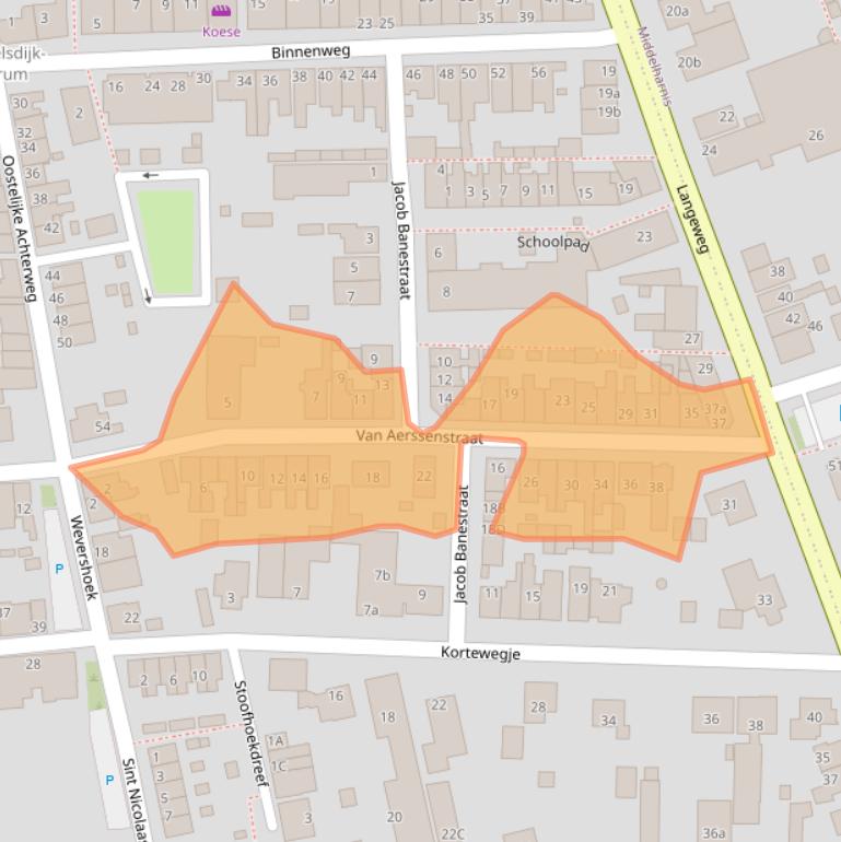 Kaart van postcodegebied 3245BC.