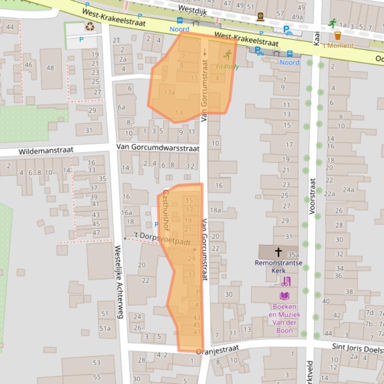 Kaart van postcodegebied 3245BE.