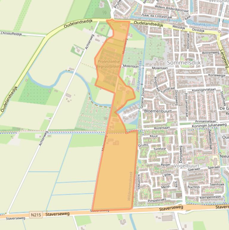 Kaart van postcodegebied 3245LS.