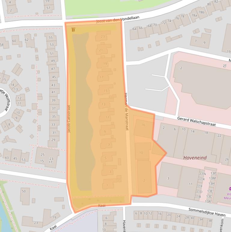 Kaart van postcodegebied 3245MB.