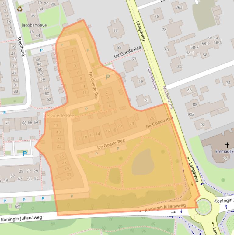 Kaart van postcodegebied 3245XX.