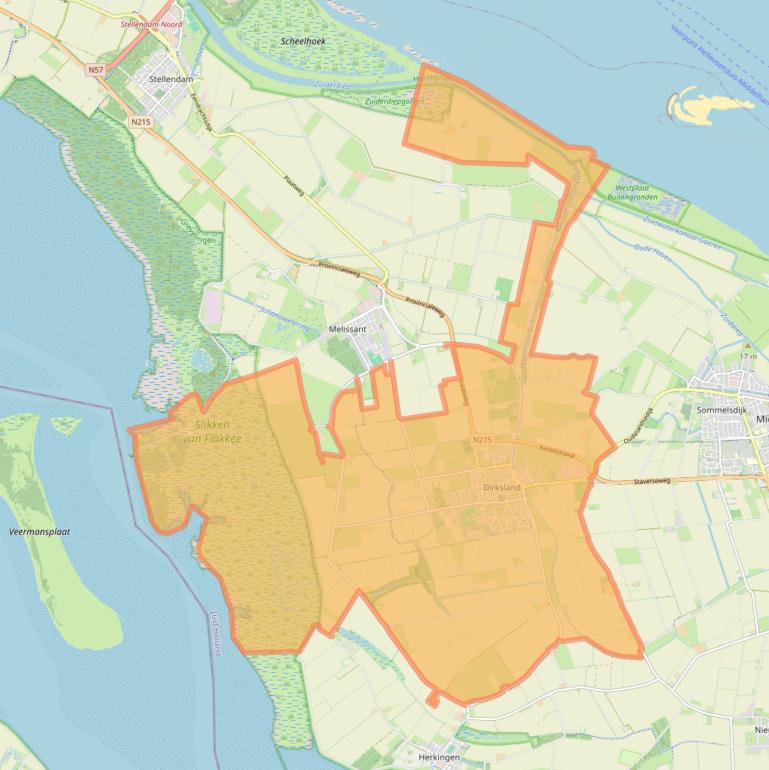 Kaartafbeelding, ingezoomd op postcodegebied 3247.