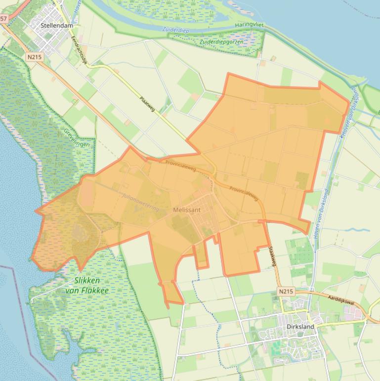 Kaartafbeelding, ingezoomd op postcodegebied 3248.