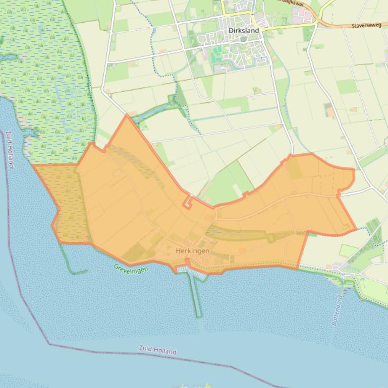 Kaart van postcodegebied 3249.