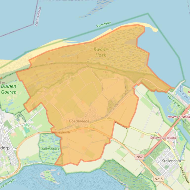 Kaart van postcodegebied 3252.