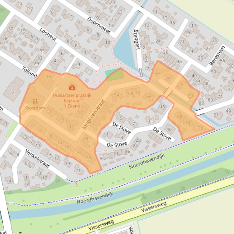 Kaart van postcodegebied 3252AV.