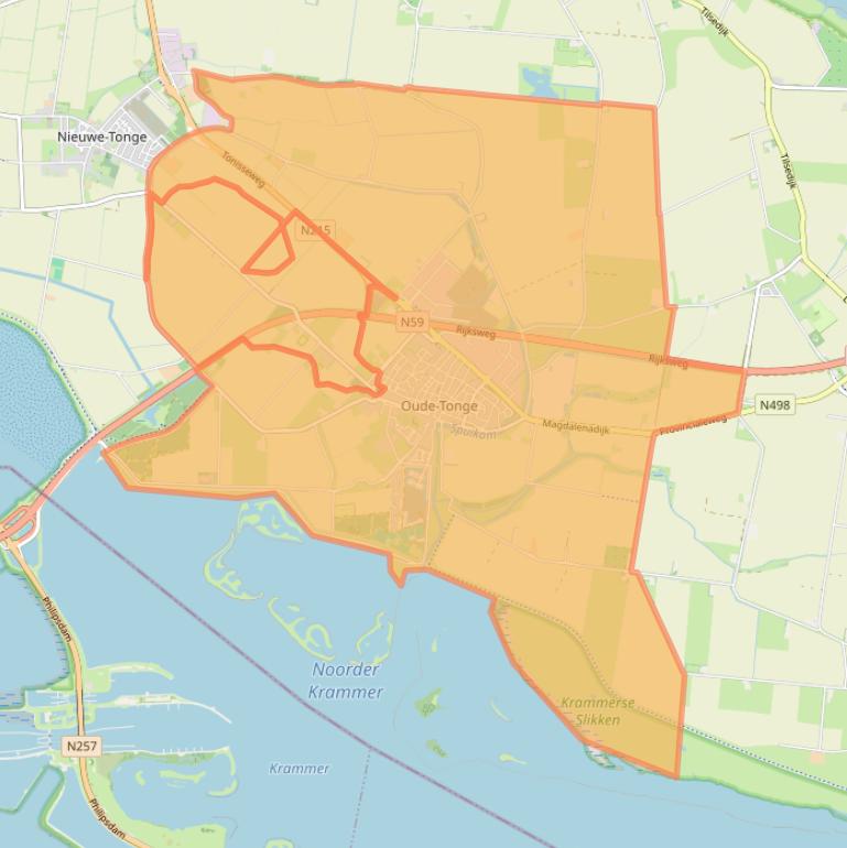 Kaart van postcodegebied 3255.