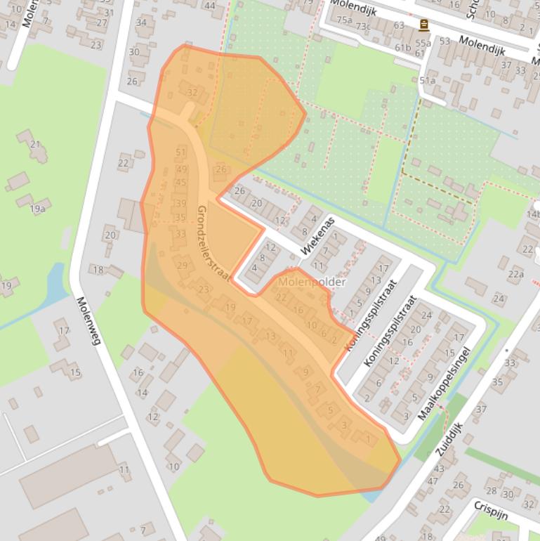 Kaart van postcodegebied 3255CA.