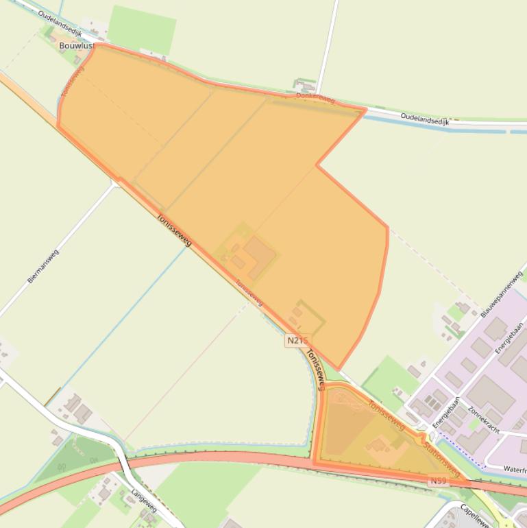 Kaart van postcodegebied 3255LT.