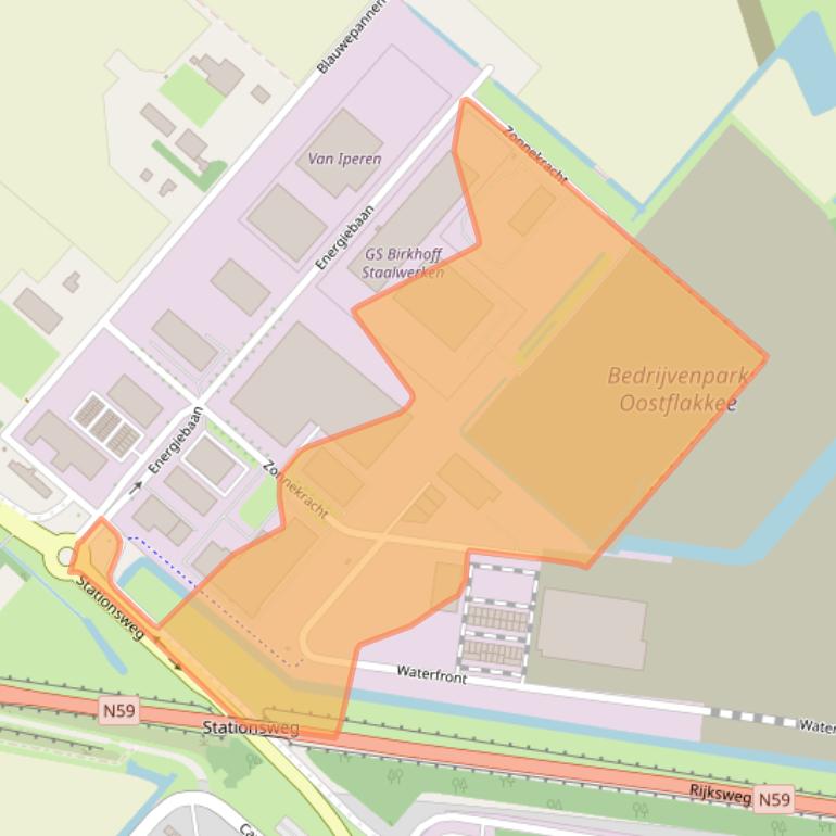 Kaart van postcodegebied 3255SC.