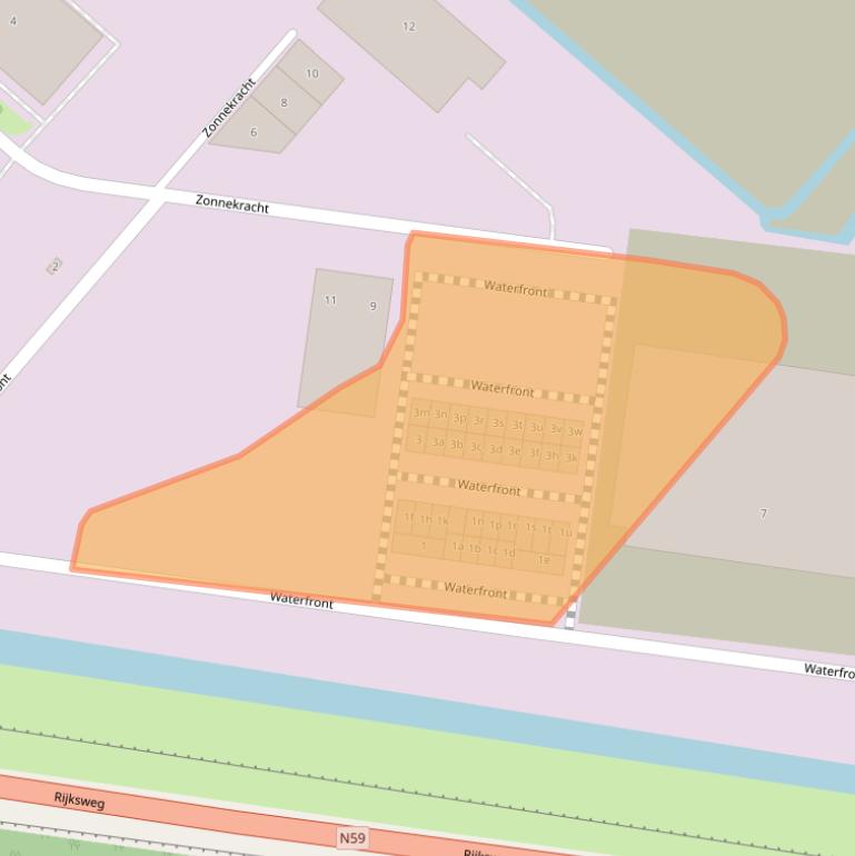 Kaart van postcodegebied 3255SE.